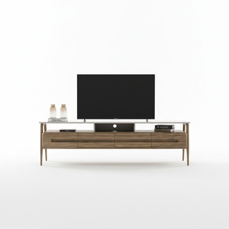 RTV Lowboard TV Ständer Wohnwand Sideboard Schrank Holz Braun Stilvoll