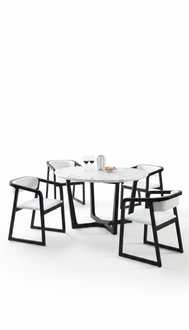 Rund Tisch Ess Zimmer Holz Runde Tische Designer Original Marmor 4 Stuhl Set Neu