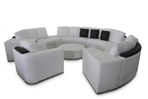 Runde Sofa Couch Polster XXL Big Rund Couchen Wohnlandschaft Sessel Puff + USB