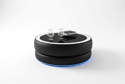 Runder Couchtisch Beistelltisch Tische Tisch Couch Sofa Rundtisch Leder