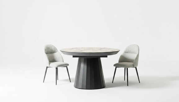 Runder Esstisch Luxus Esszimmertisch Küchentisch Holz Grau Esszimmer