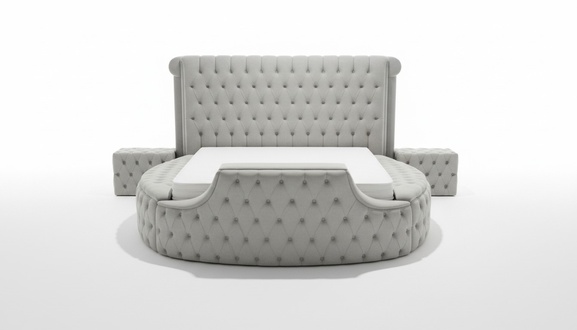 Rundes Bett Moderne Design Luxus Polster Rund Betten Stoff Chesterfield Bett Neu