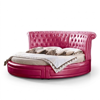 Rundes Klassisches Bett Chesterfield Betten Polster Runde Betten Leder Textil