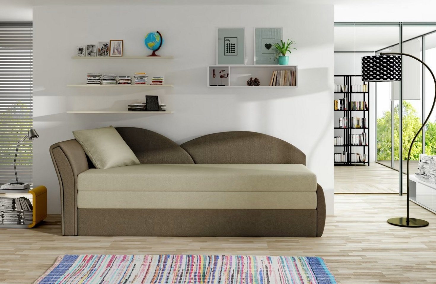 Schlafsofa, mit Bettfunktion Designer Stoffsofa 3 Sitzer Couch Sofort