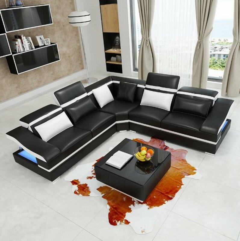 Luxus Design Ecke Ecksofa L-form Modern Sofas Ledersofa Couch Wohnlandschaft Sofa Sitz