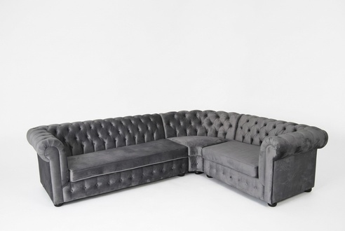 Samt Chesterfield Sofa Couch Polster Eck Garnitur Wohnlandschaft Stoff
