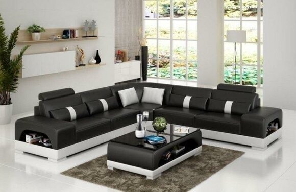 Leder L Form Wohnlandschaft Couch Big XXL Sofa Polster Ecke Garnitur