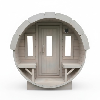 Saunafass Fasssauna Sauna Holzsauna Runde Holz Saunas 6-8 Personen 3,5m