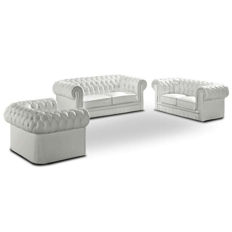 Chesterfield Sofagarnitur Couch Polster Leder Klassik 3+2+1 100% Leder Sofort