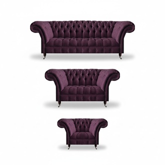 Schicke Chesterfield Sofas Designer Polstercouchen Wohnzimmer Möbel 3tlg