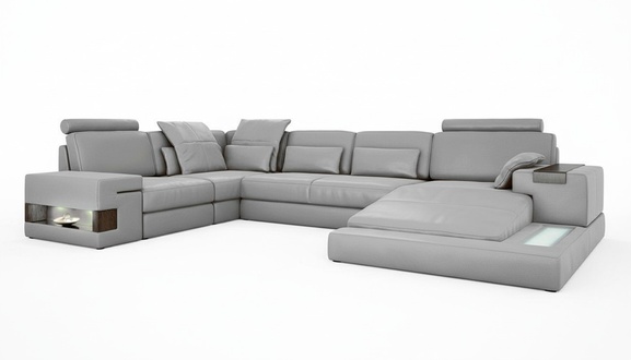 Schlafsofa Couch Design Polster Textil Eck Wohnlandschaft Ecksofa Stoff U-Form