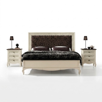 Schlafzimmerset 3tlg. Nachttisch Doppelbett Polsterbett Bettenset Gruppe.