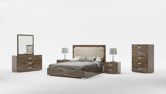 Schlafzimmer Bett Nachttisch Kommode Spiegel Garnitur Gruppe Modern Set 6tlg.