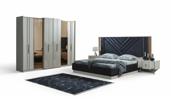 Schlafzimmer Betten Designer Kleiderschrank Holz Nachttische Garnitur