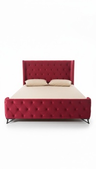 Schlafzimmer Chesterfield Bett Designer Betten Polster Luxus Hotel Rot Neu