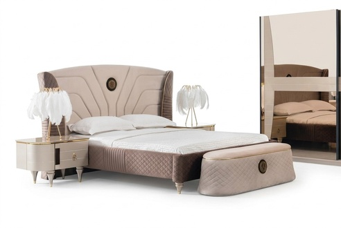 Schlafzimmer Doppelbett 160x200cm Luxus Bett 2x Nachttisch 3tlg. Set Betten Neu