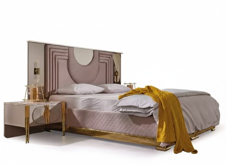 Schlafzimmer Garnitur Bett 2x Nachttische Bettgestell Hotelbett 3tlg