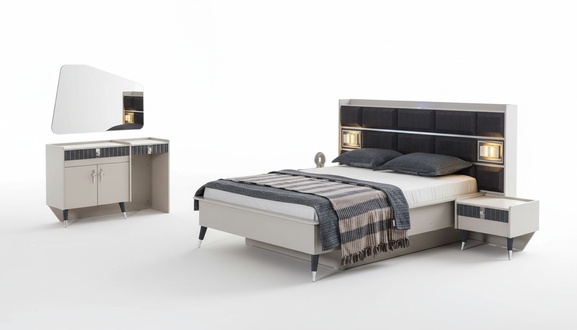 Schlafzimmer Garnitur Luxus Bett Designer Schminktisch Konsole 5tlg Set