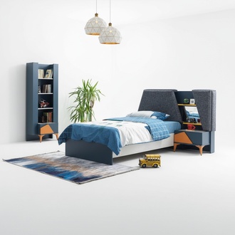 Schlafzimmer Jugendzimmer Set Kinderzimmer Bett Nachttisch Buecherregal Blau