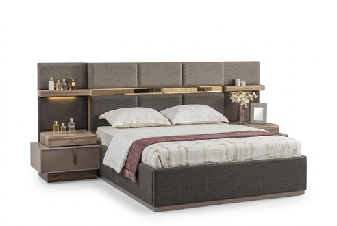 Schlafzimmer Komplette Doppelbett Bett Nachttische Konsole 6tlg Grau
