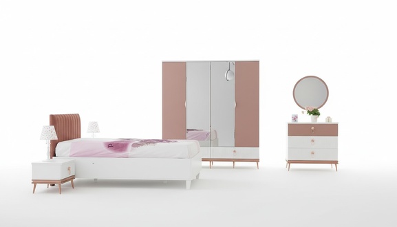 Schlafzimmer Komplettes Kinderzimmer Set Bett Kommode Kleiderschrank 5tlg