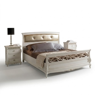 Schlafzimmer Möbel Einrichtung 3tlg. Set Komplett Bett Nachttischen Italien Neu