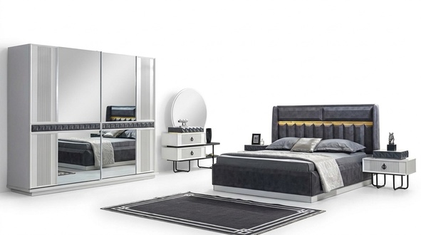 Schlafzimmer Möbel Set Bett Nachttisch Kommode Kleiderschrank 5tlg