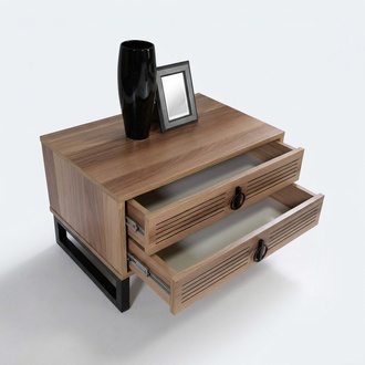 SchlafZimmer Nachttisch Design Beistell Holz mit Metall Luxus Neu