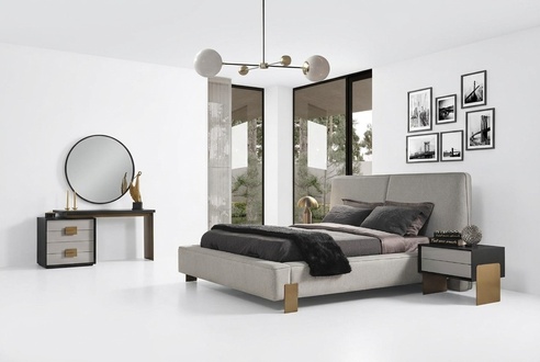 Schlafzimmer Set Bett 2x Nachttische Schminktisch Luxus 5tlg