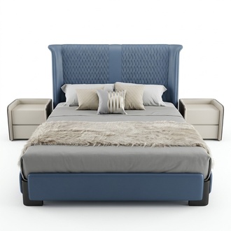 Schlafzimmer Set Bett 2x Nachttisch 3 tlg. Design Modern Luxus Betten Gruppe Neu