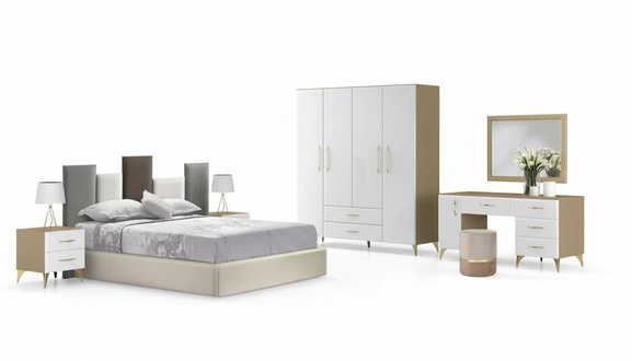 Schlafzimmer Set Bett 2x Nachttisch Kommode 7tlg Design Luxus