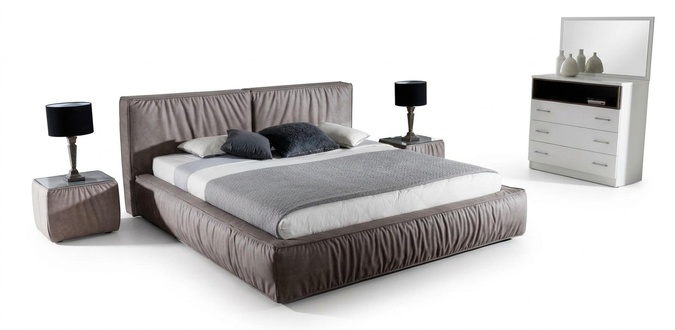 Schlafzimmer Set Braun Bett Nachttisch Elegantes Design Mobel 3tlg