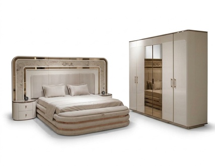 Schlafzimmer-Set in Weiß aus Holz mit modernem Design