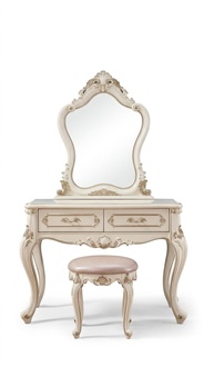 Schlafzimmer Set klassisch Möbel Schminktisch mit Spiegel Hocker 2tlg