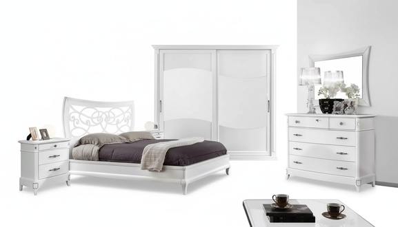 Schlafzimmer Set Komplett Kleiderschrank Spiegel Nachttische Bett 6tlg