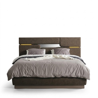 Schlafzimmer Set Luxus Bett braun Farbe und 2x Nachttische 3 Stück