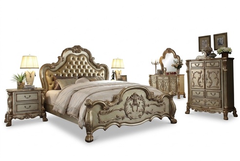 Schlafzimmer Set Nachttische Bett 5tlg. Barock Rokoko Antik Stil Holz Bett Neu