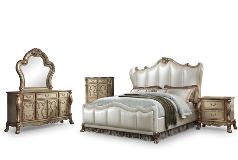 Schlafzimmer Set Nachttische Bett 5tlg. Barock Rokoko Antik Stil Holz Bett Neu