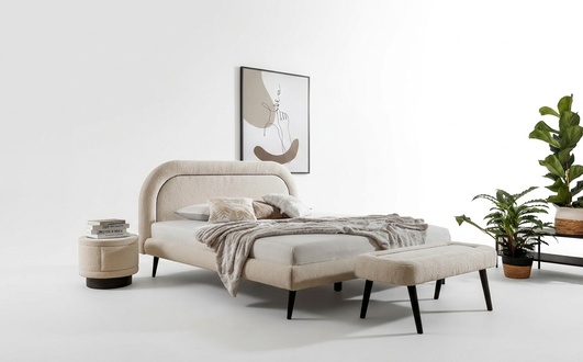 Schlafzimmer Set Weiß Bett Elegantes 2x Nachttische Luxus Hocker Modern .