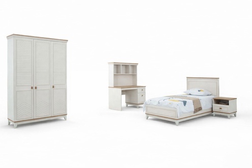Schlafzimmer Sets Jugenbett Kinderbett Weiß Holz Set 4tlg Bett Modern