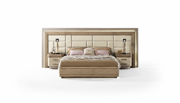 Schlafzimmermöbel Bett Massiv Beige Italienische Möbel Betten Holz Doppelbett