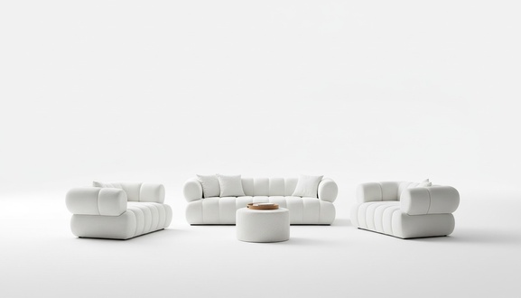 Schlichtes Design – Sofa-Set und Sessel für Ihr Zuhause