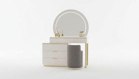 Schminktisch Set Konsole Spiegel Schlafzimmer Möbel Design Hocker 3tlg. Neu