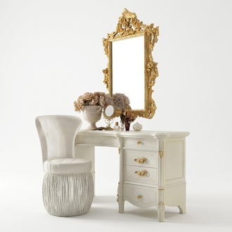 Schminktisch Spiegel Hocker Anrichte Schlafzimmer Kommode Barock Rokoko 3tlg neu Solid Wood