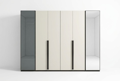 Schrank Designer Kleiderschrank mit Spiegel Schlafzimmer Luxus Möbel Holz Neu