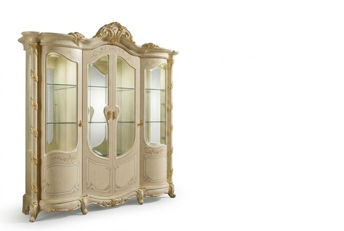 Schrank Echtholz Anrichte Vitrine Wohnzimmer Möbel Massive Holz Vitrinen Glas