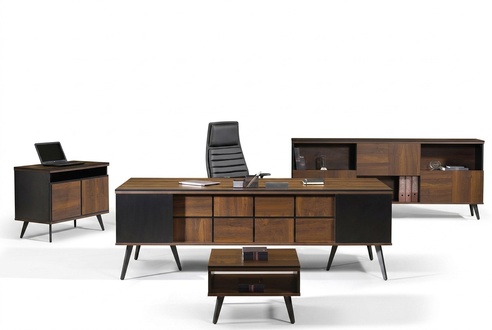 Schreibtisch Klassischе Komplette Arbeitszimmermöbel 4tlg Holz Braun