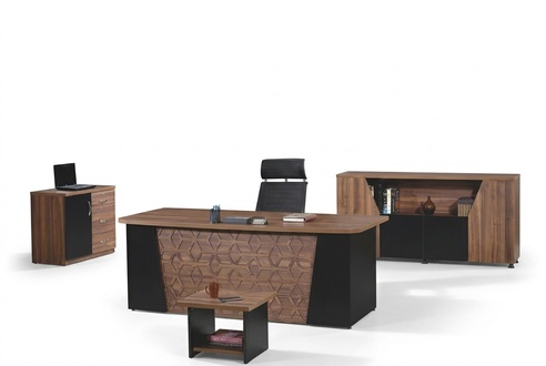 Schreibtisch Komplettbüro Bürotisch Büromöbel Set 4tlg Holz Braun Büro