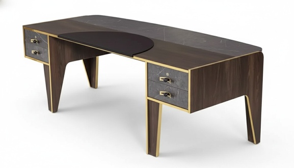Schreibtisch Mit Schubladen Arbeitszimmermöbel Tisch Luxus Office 220x95