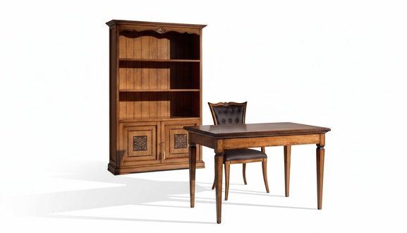 Schreibtisch Wohnzimmer Bücherregal Holz Büroschrank Schränke Italien